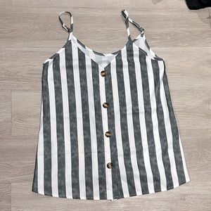 Women Button Down Tank Top Loose Casual V Neck